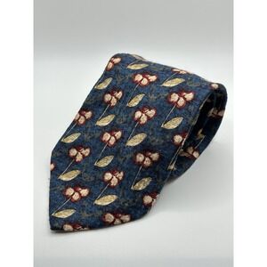 Ermenegildo Zegna Men's Necktie Blue Red Flowers 100% Silk Italy